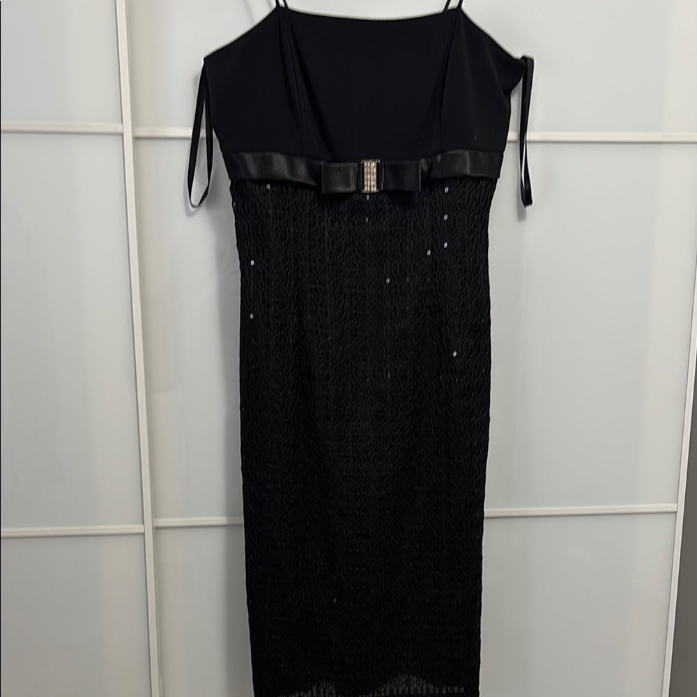 Black Sequin Slip Dress with Spaghetti Straps
